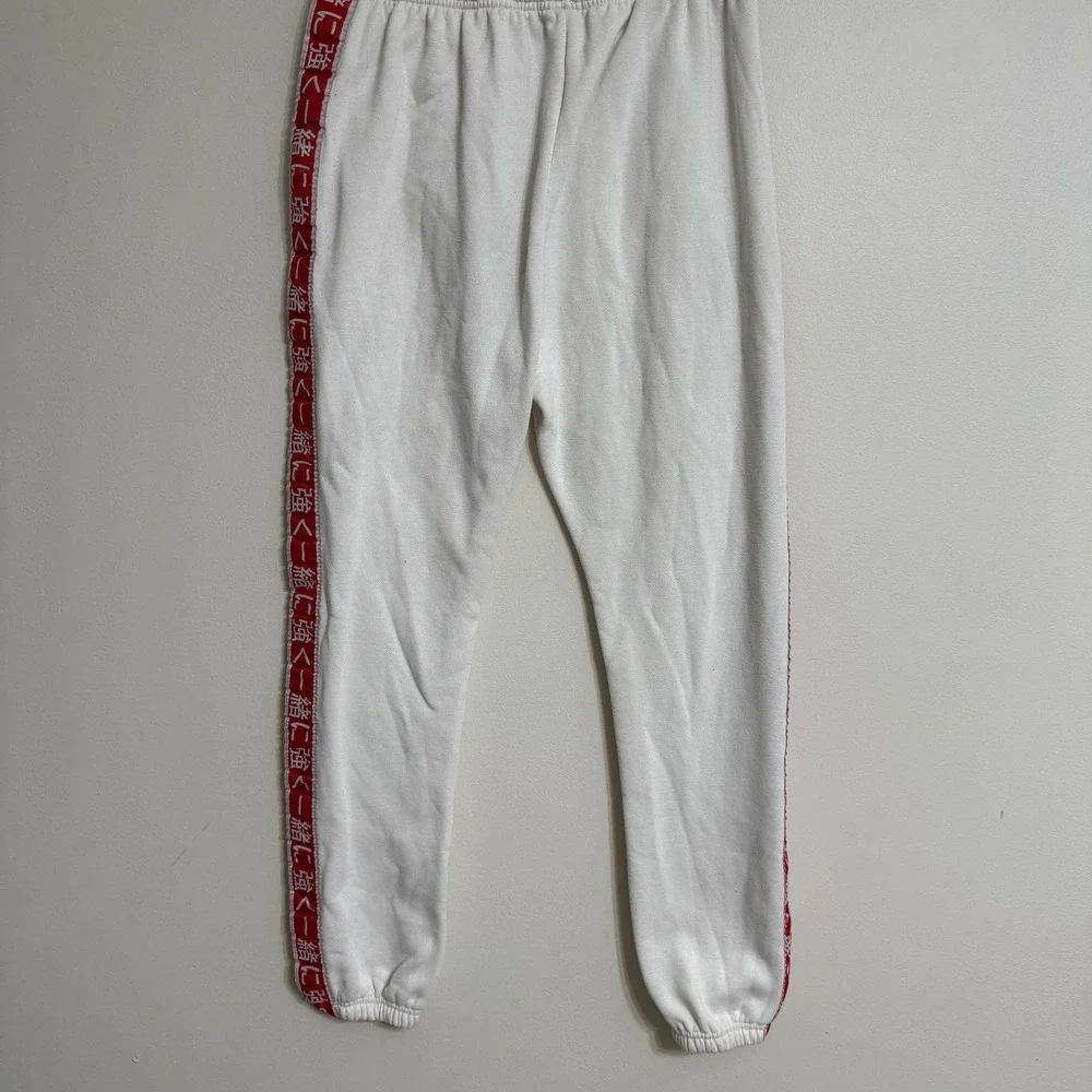 American Stitch Mens White Joggers Red Kanji Side Stripe Sweatpants‎ Size M